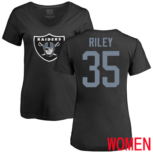 Oakland Raiders Black Women Curtis Riley Name and Number Logo NFL Football #35 T Shirt->women nfl jersey->Women Jersey